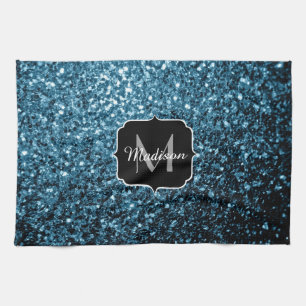Linge De Cuisine Bébé faux paillettes scintillantes bleu clair Mono