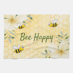Linge De Cuisine Bee Happy bumble abeilles jaune nid d'abeille été