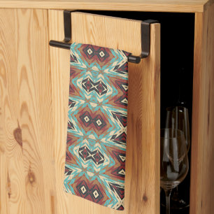 Linge De Cuisine Beige Rouge Brown Aqua Bleu Vert Black Tribal Art