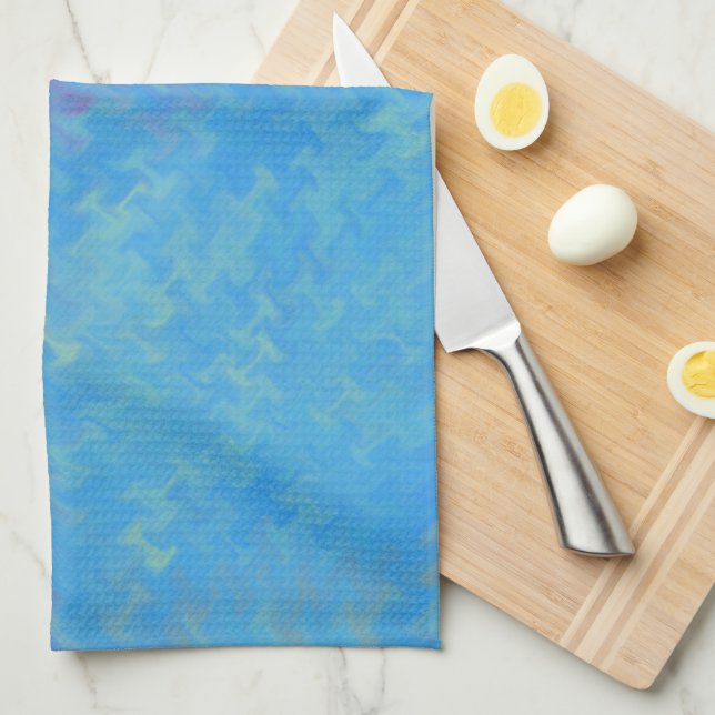 Linge De Cuisine Belle apparence de papier marbré bleu (Quart Plié)