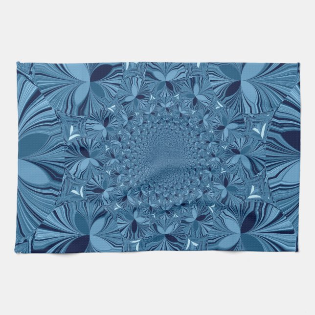 Linge De Cuisine Belle Belle Iridescente Blue Kaleidoscope Art (Horizontal)