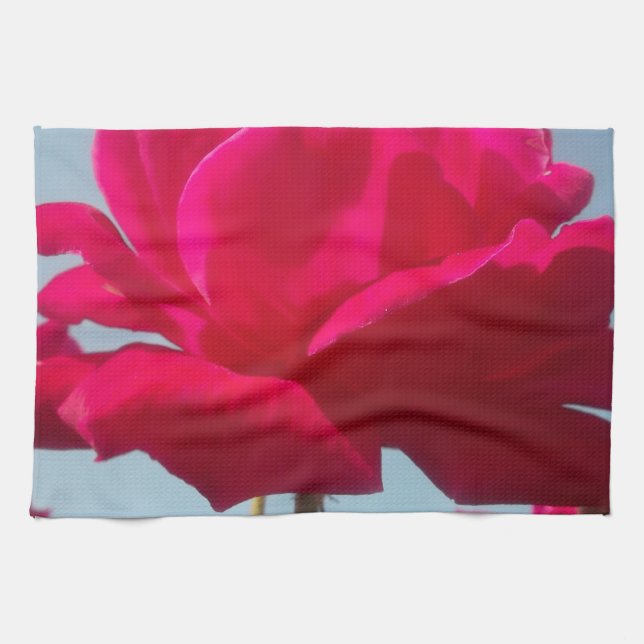 Linge De Cuisine Belle belle Rose céleste rouge contre bleu (Horizontal)