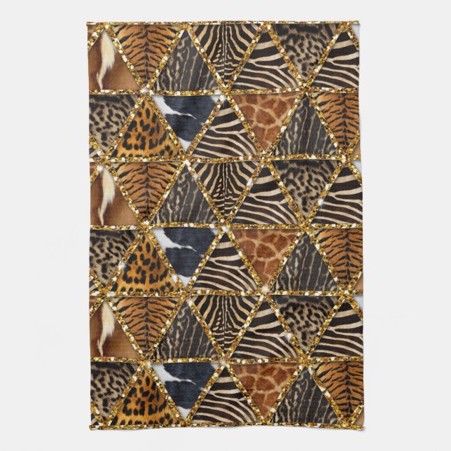Linge De Cuisine Belle impression de fourrure d'animal en faux tria (Vertical)