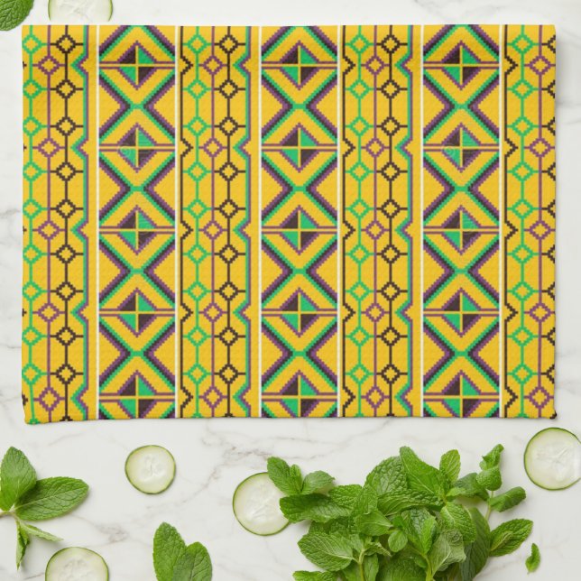 Linge De Cuisine Belle Kente Ghana African Ethnic imprimé  (Plié)