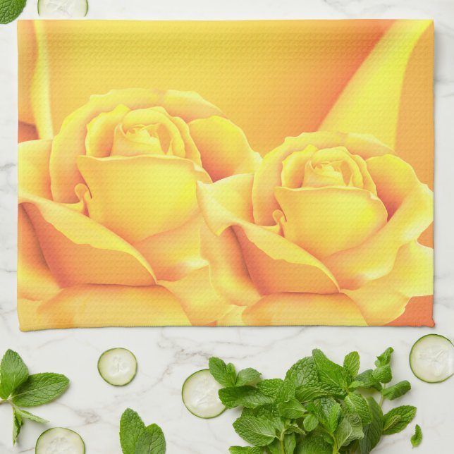 Linge De Cuisine Belle Rose Jaune (Plié)