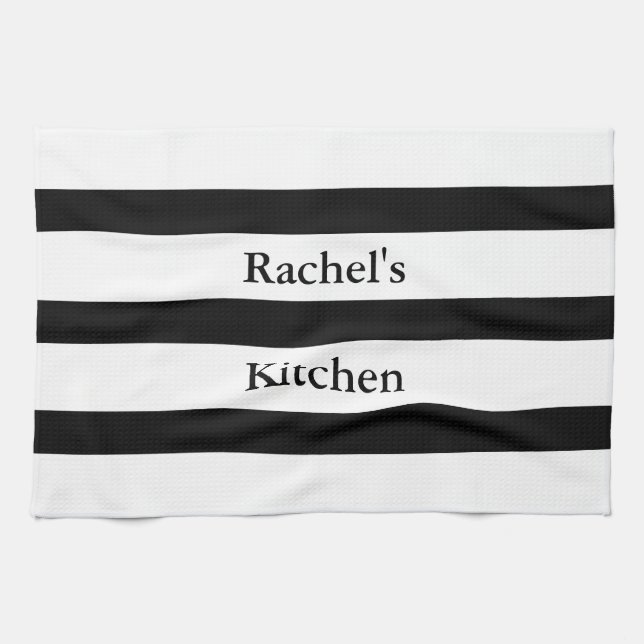 Linge De Cuisine Belles rayures noir et blanc (Horizontal)