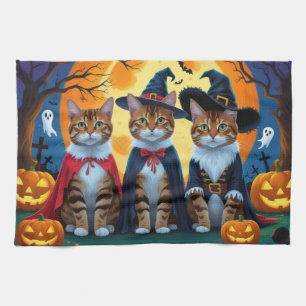 Linge De Cuisine Bengal Chats Citrouille Halloween drôle
