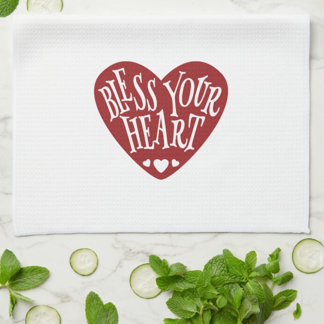 Linge De Cuisine Bénissez votre coeur au coeur (Plié)