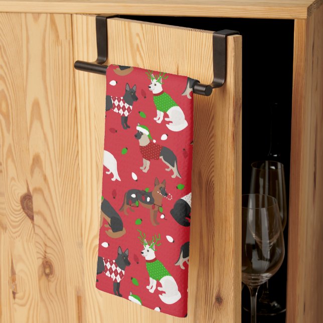 Linge De Cuisine Berger allemand de Noël (Pliage en tiers)
