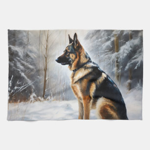 Linge De Cuisine Berger Allemand Laisser Neige Noël