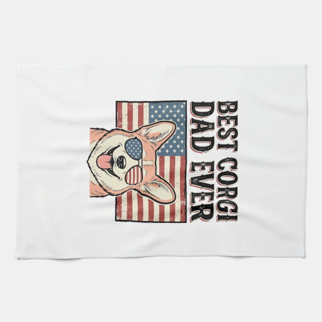 Linge De Cuisine Best Corgi Dad Ever Patriotic Vintage Dog Shirt_1 (Horizontal)