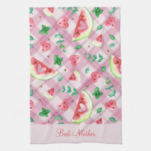 Linge De Cuisine Best Mom Farmhouse Watermelon Hearts