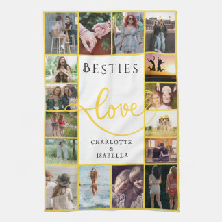 Linge De Cuisine Besties Forever 16-Photo Collage avec des noms