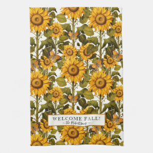 Linge De Cuisine Beurre de fleurs de tournesol automne blanc