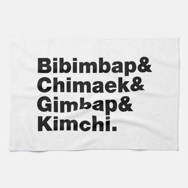 Linge De Cuisine Bibimbap & Chimaek & Gimbap & Kimchi. Aliments cor (Horizontal)