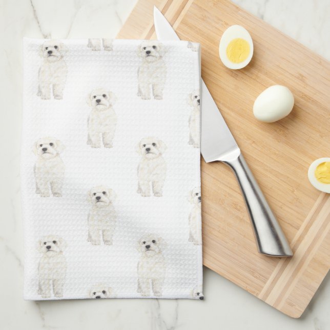Linge De Cuisine Bichon Bolognese Coton De Tulear Havanais maltais (Quart Plié)