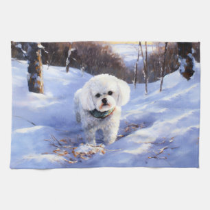 Linge De Cuisine Bichon Frise Noël neige délicieusement