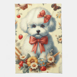 Linge De Cuisine Bichon Frisé Vintage
