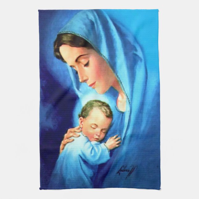 Linge De Cuisine Bienheureuse Vierge Marie avec Bébé Jésus (Vertical)