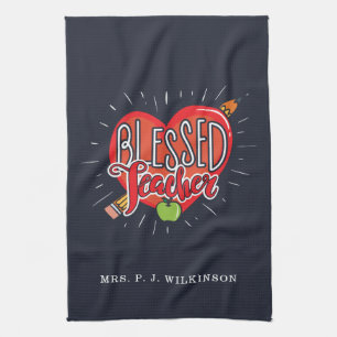 Linge De Cuisine Bienheureux enseignant de l'école Coeur crayon Pom
