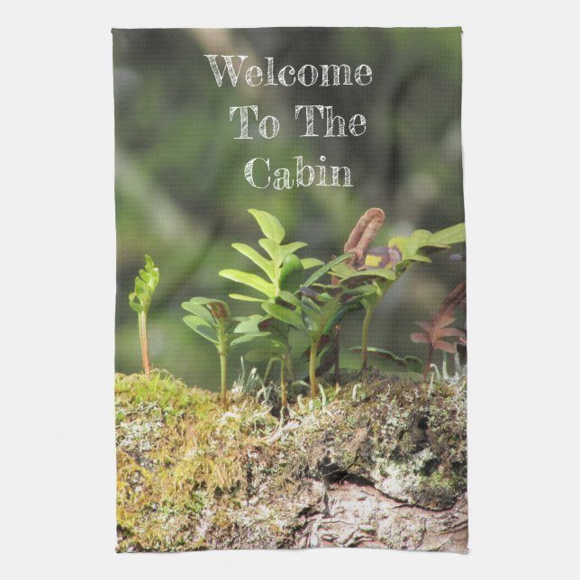 Linge De Cuisine Bienvenue Cabine Fern Moss Nature Green Plante Inv (Vertical)