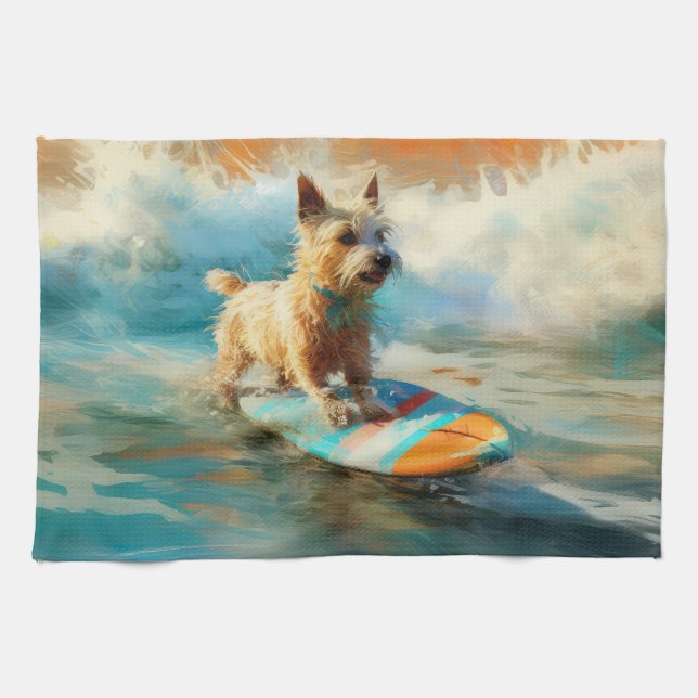 Linge De Cuisine Biewer Terrier Plage Surf Peinture (Horizontal)