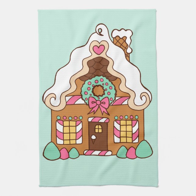 Linge De Cuisine Big Gingerbread House Christmas Kitchen Towel  (Vertical)