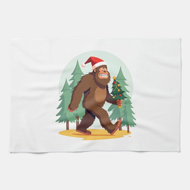 Linge De Cuisine Bigfoot Christmas Tree Santa Hat (1) (Horizontal)