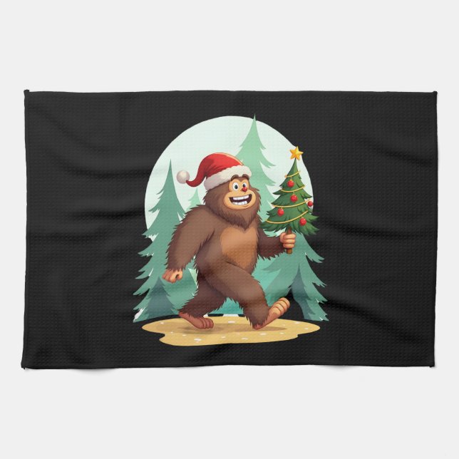 Linge De Cuisine Bigfoot Christmas Tree Santa Hat (2) (Horizontal)