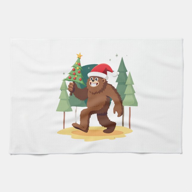 Linge De Cuisine Bigfoot Christmas Tree Santa Hat (4) (Horizontal)
