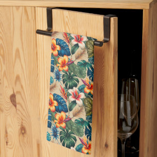 Linge De Cuisine Bijoux Fleurs tropicales et Feuille
