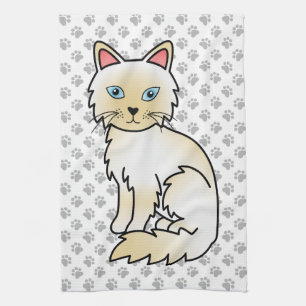 Linge De Cuisine Birman / Ragdoll Point crème Chat & Pattes Mignonn