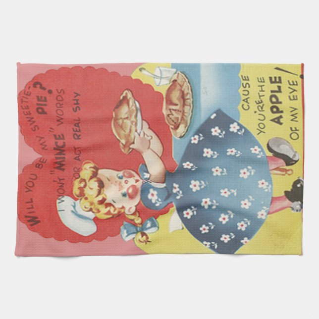 Linge De Cuisine Bizarre Drôle Mince Pomme Pie Witress Valentine (Horizontal)