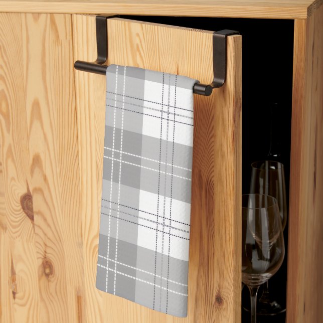 Linge De Cuisine Black and White Buffalo Plaid (Pliage en tiers)
