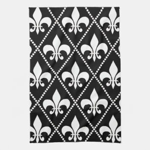 Linge De Cuisine Black Fleur de Lis