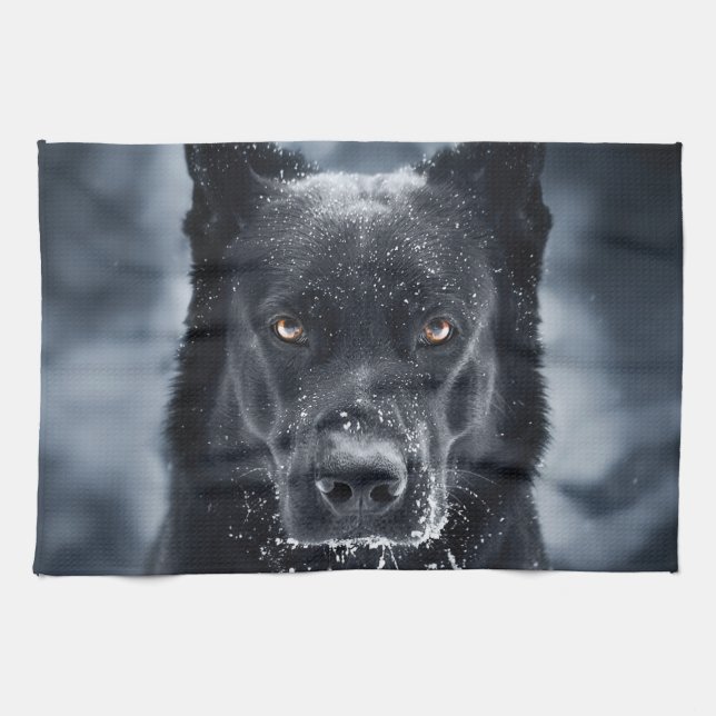 Linge De Cuisine Black German Shepherd (Horizontal)
