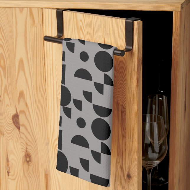 Linge De Cuisine Black Grey Moderne Elégant géométrique Tribal (Pliage en tiers)