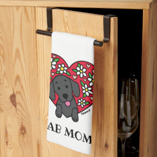 Linge De Cuisine Black Lab Maman Floral Heart Kitchen Towen