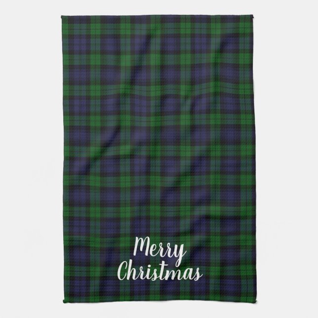Linge De Cuisine Black Watch Tartan Joyeux Noël (Vertical)