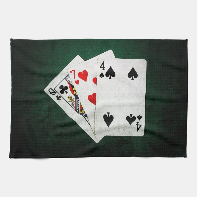 Linge De Cuisine Blackjack 21 point - Reine, Sept, Quatre (Horizontal)