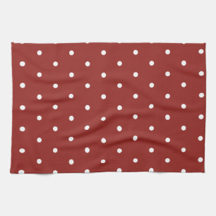 Linge De Cuisine Blanc sur Pois rouges