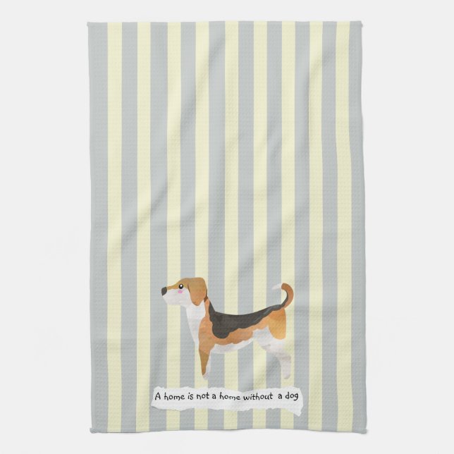 Linge De Cuisine Bleu Beagle et rayé crème (Vertical)