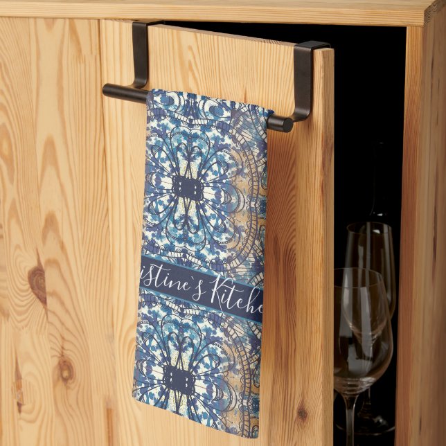 Linge De Cuisine Bleu blanc brun loft de style industriel personnal (Pliage en tiers)