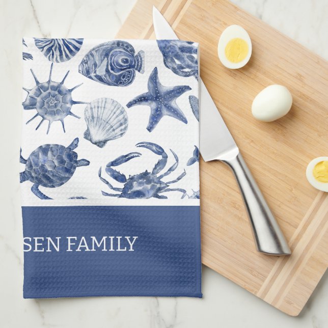 Linge De Cuisine Bleu Coastal Living Décor (Quart Plié)