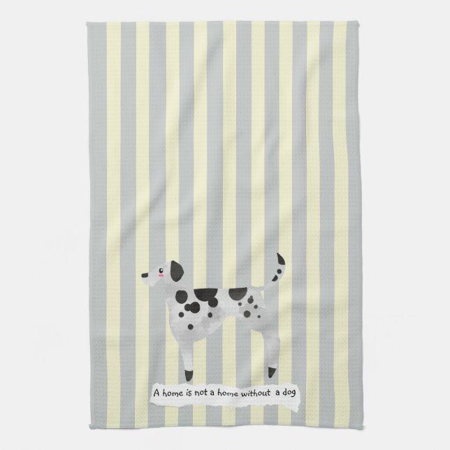 Linge De Cuisine Bleu dalmate mignon et crème rayé (Vertical)