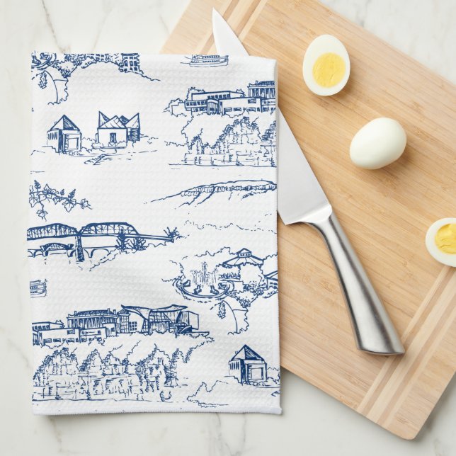 Linge De Cuisine Bleu de Chattanooga Toile (Quart Plié)