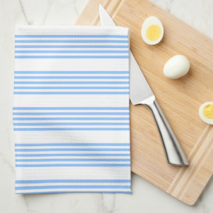 Linge De Cuisine Bleu et blanc cinq bandes motif