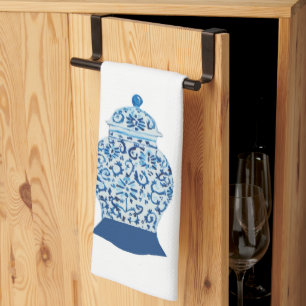 Linge De Cuisine Bleu et blanc Ginger Jars