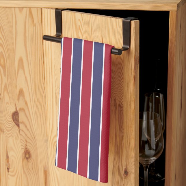 Linge De Cuisine Bleu Et Blanc Rouge (Pliage en tiers)