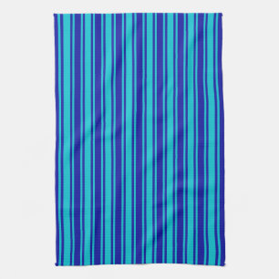 Linge De Cuisine Bleu et turquoise bandes bonbons